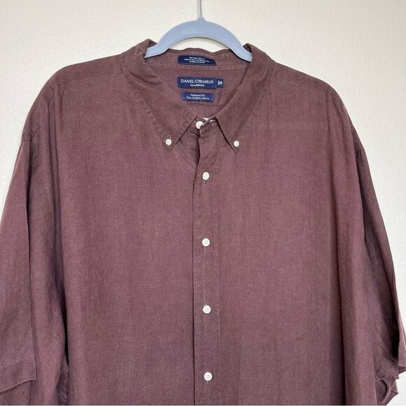 Daniel Cremieux Linen Brown Tailored Fit Button Down Short Sleeve Shirt Men 3X - Picture 3 of 12